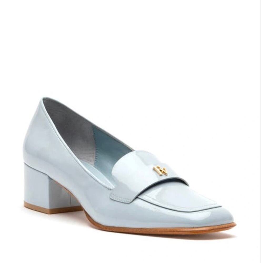 Frances Valentine Twiggy Light Blue Patent Loafer 8.5